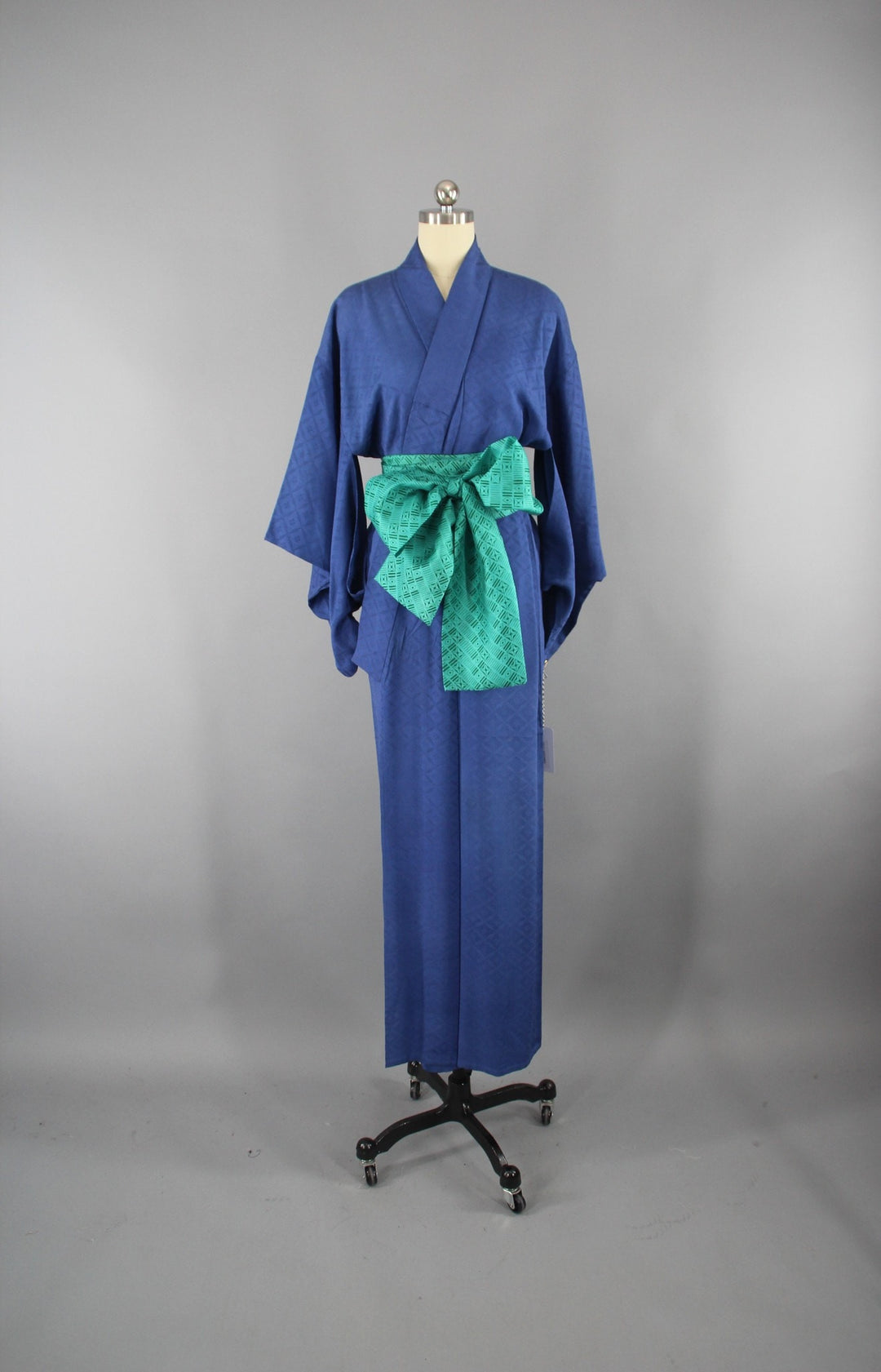1950s Vintage Silk Kimono Robe / Bright Blue - ThisBlueBird