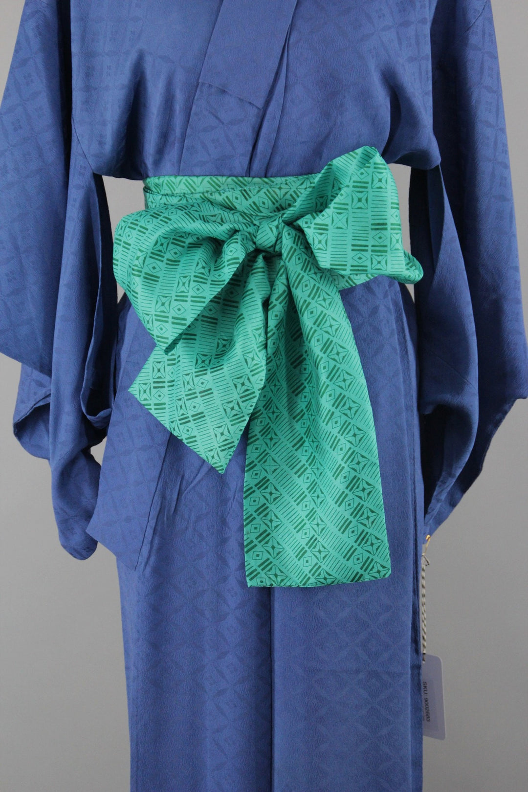 1950s Vintage Silk Kimono Robe / Bright Blue - ThisBlueBird
