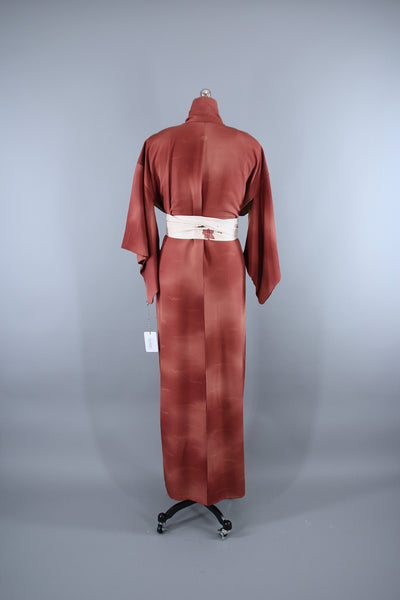 1950s Vintage Silk Kimono Robe / Bronze Copper Ombre - ThisBlueBird
