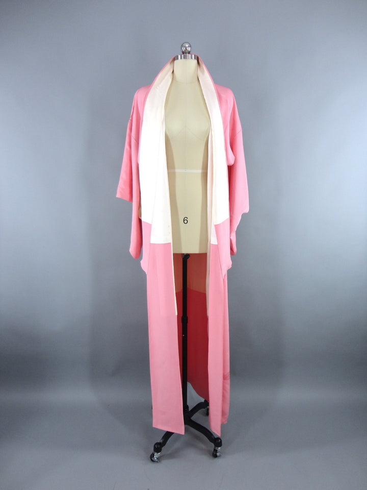 1950s Vintage Silk Kimono Robe / Cotton Candy Pink - ThisBlueBird