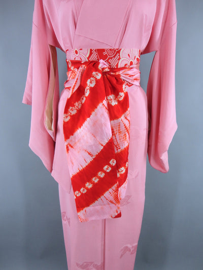 1950s Vintage Silk Kimono Robe / Cotton Candy Pink - ThisBlueBird