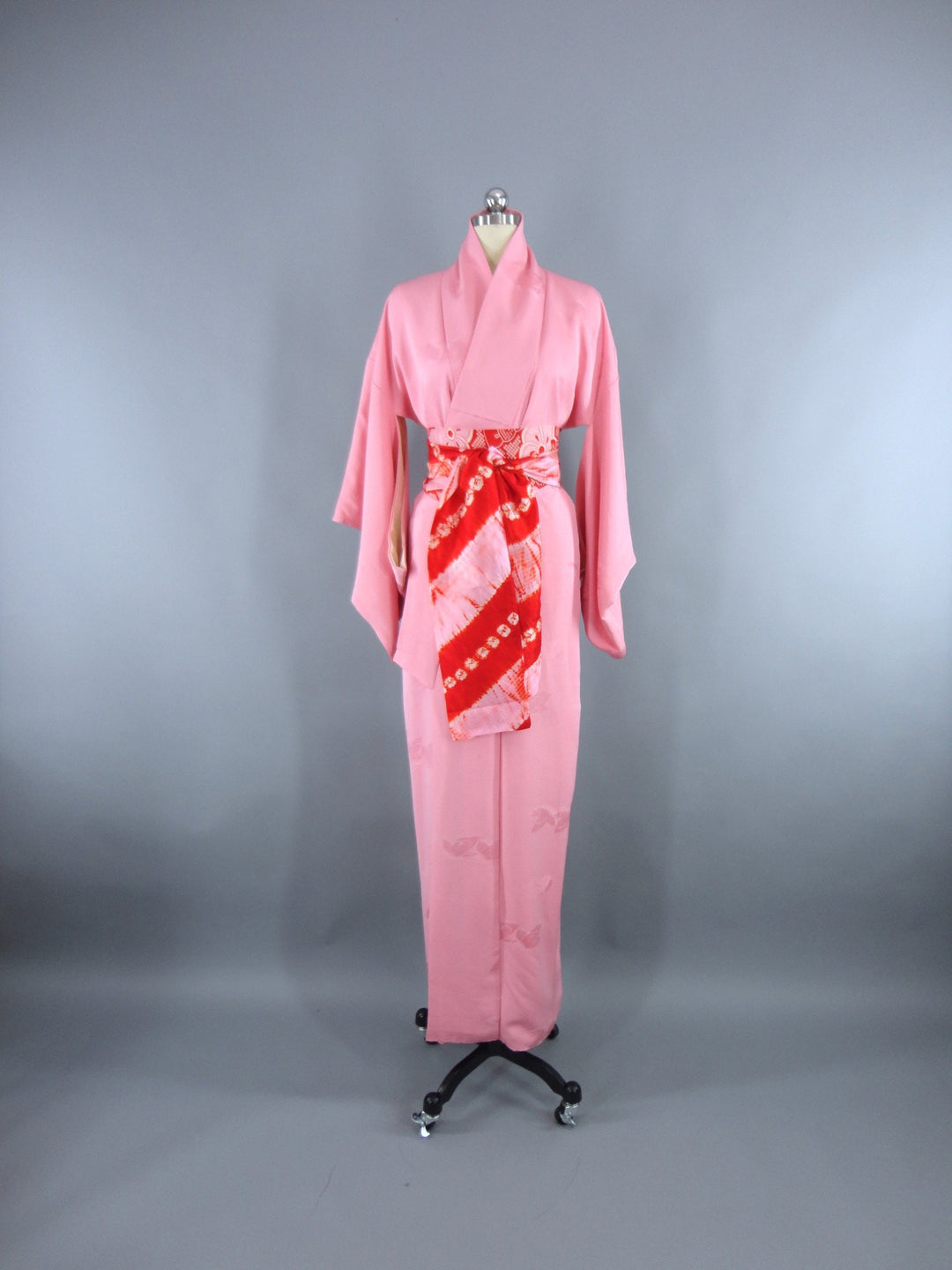 1950s Vintage Silk Kimono Robe / Cotton Candy Pink - ThisBlueBird