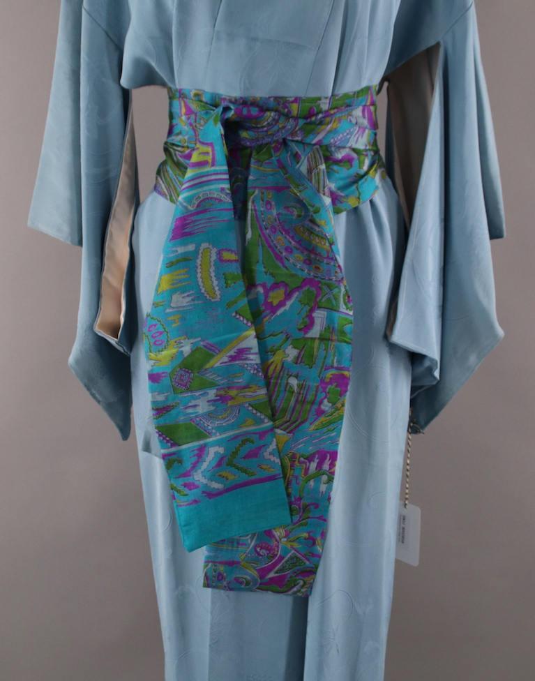 1950s Vintage Silk Kimono Robe / French Blue - ThisBlueBird