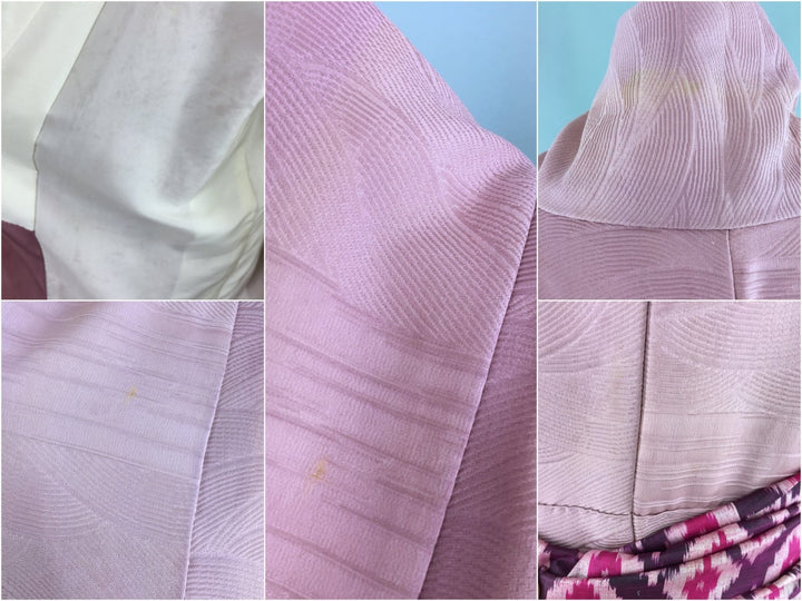 1950s Vintage Silk Kimono Robe in Lavender Purple Textured Crepe - ThisBlueBird