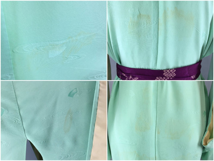 1950s Vintage Silk Kimono Robe in Mint Green - ThisBlueBird