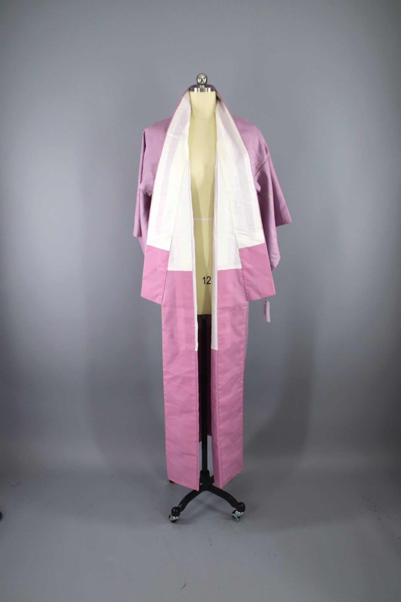 1950s Vintage Silk Kimono Robe / Omeshi Purple Butterflies - ThisBlueBird