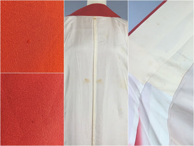 1950s Vintage Silk Kimono Robe / Rust Orange Floral Print - ThisBlueBird