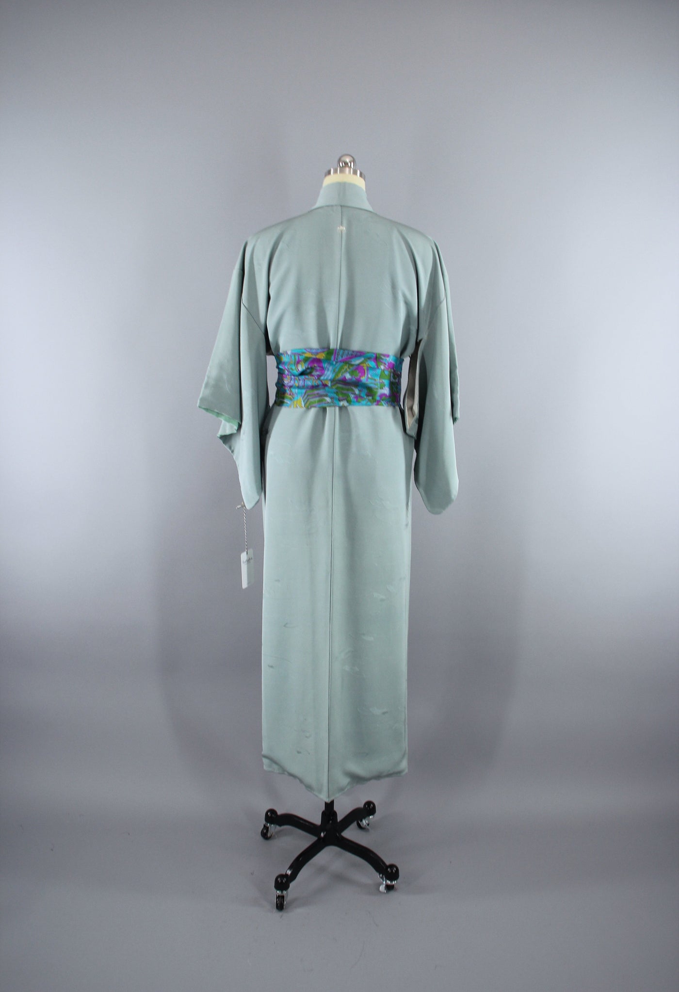 1950s Vintage Silk Kimono Robe / Sea Foam Green - ThisBlueBird