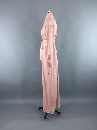1950s Vintage Silk Kimono Robe with Pink Shibori Polka Dots - ThisBlueBird