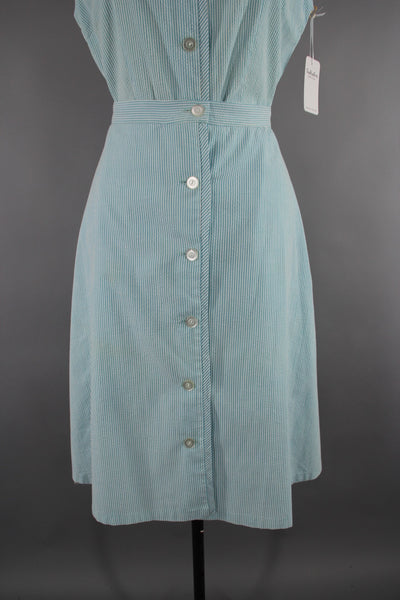 1960s - 1970s Vintage Lane Bryant Romper & Skirt Set in Blue Seersucker Stripes - ThisBlueBird
