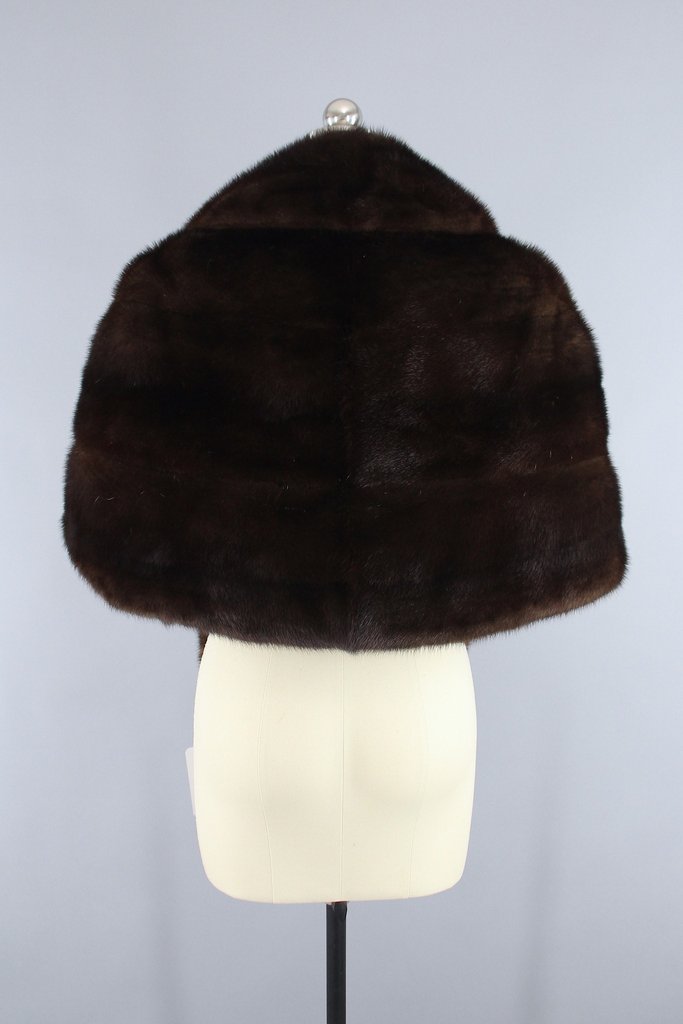 Vintage 1960s Brown Fur Wrap - ThisBlueBird