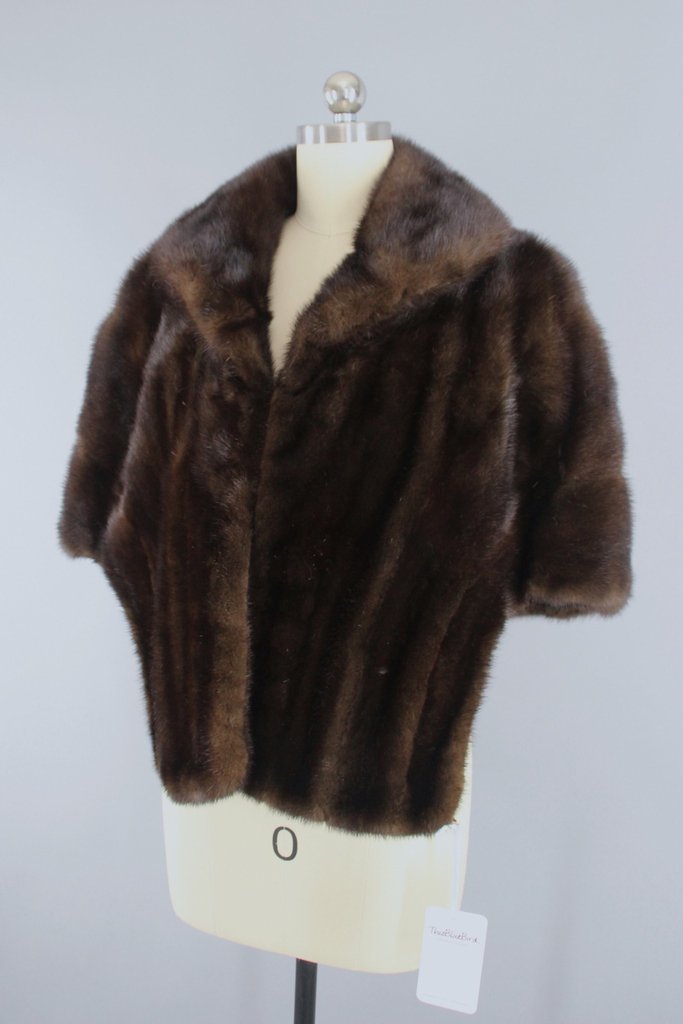 Vintage 1960s Brown Fur Wrap - ThisBlueBird
