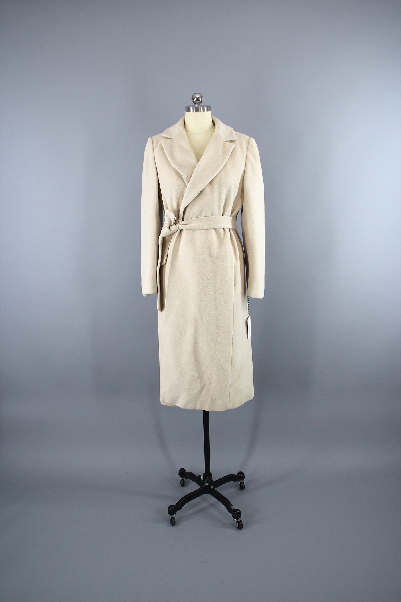 1960s Regency Marshall Field's Winter White Cashmere Wrap Coat - ThisBlueBird