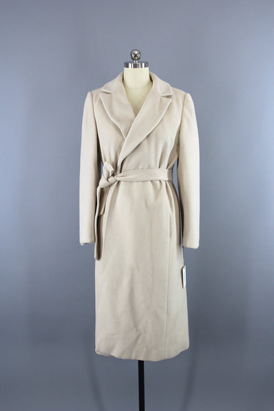 1960s Regency Marshall Field's Winter White Cashmere Wrap Coat - ThisBlueBird