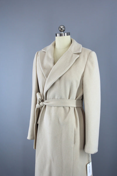 1960s Regency Marshall Field's Winter White Cashmere Wrap Coat - ThisBlueBird