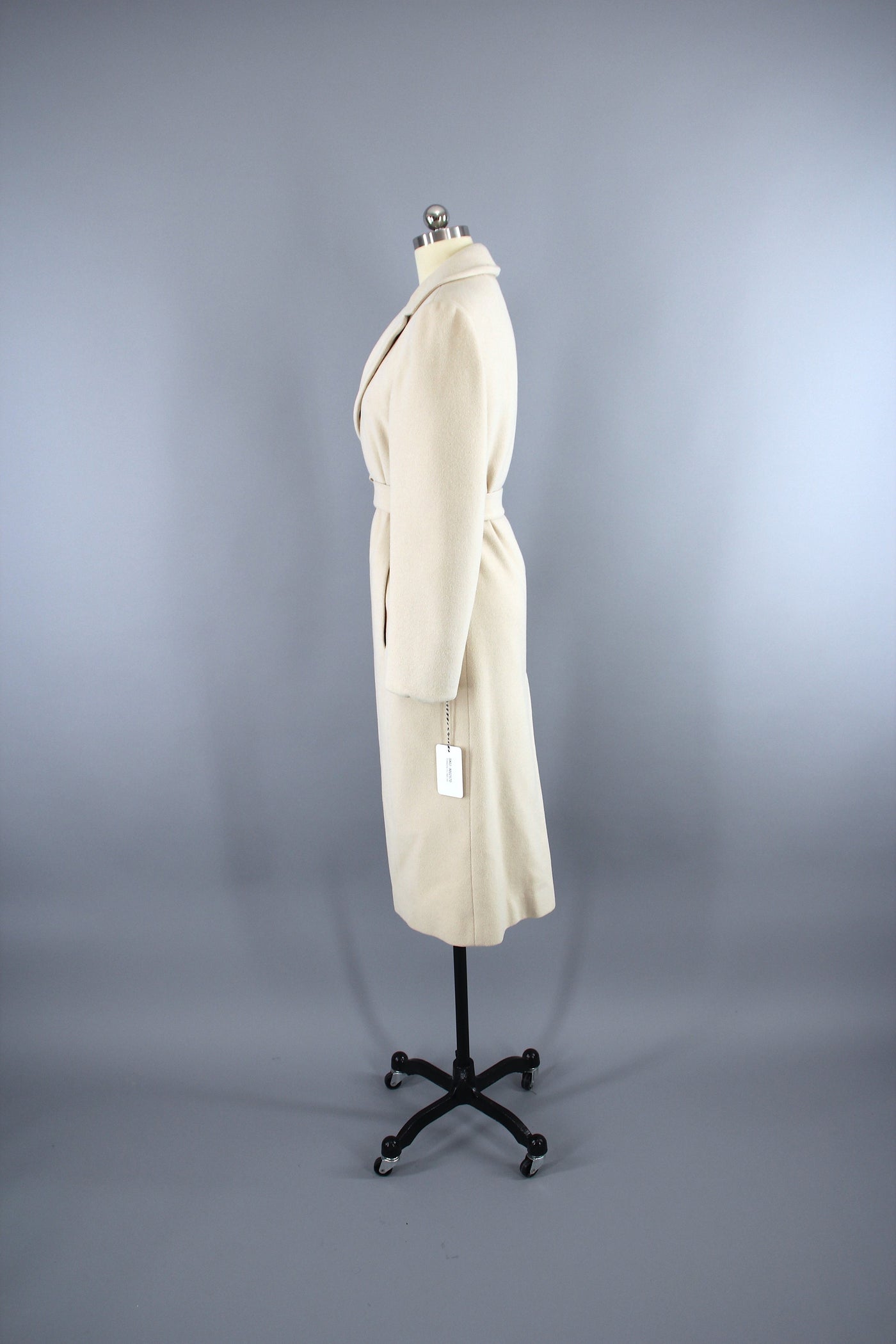 1960s Regency Marshall Field's Winter White Cashmere Wrap Coat - ThisBlueBird