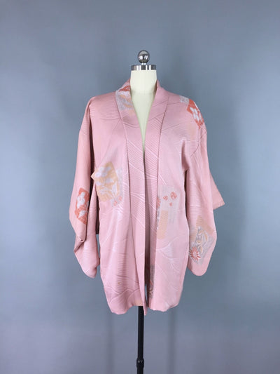 1960s Silk Haori Kimono Cardigan Jacket / Blush Pink - ThisBlueBird