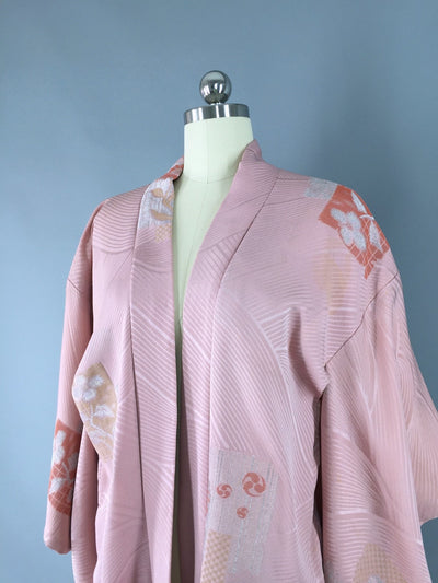 1960s Silk Haori Kimono Cardigan Jacket / Blush Pink - ThisBlueBird