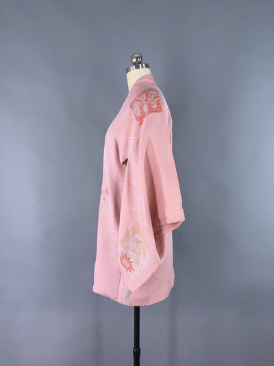 1960s Silk Haori Kimono Cardigan Jacket / Blush Pink - ThisBlueBird