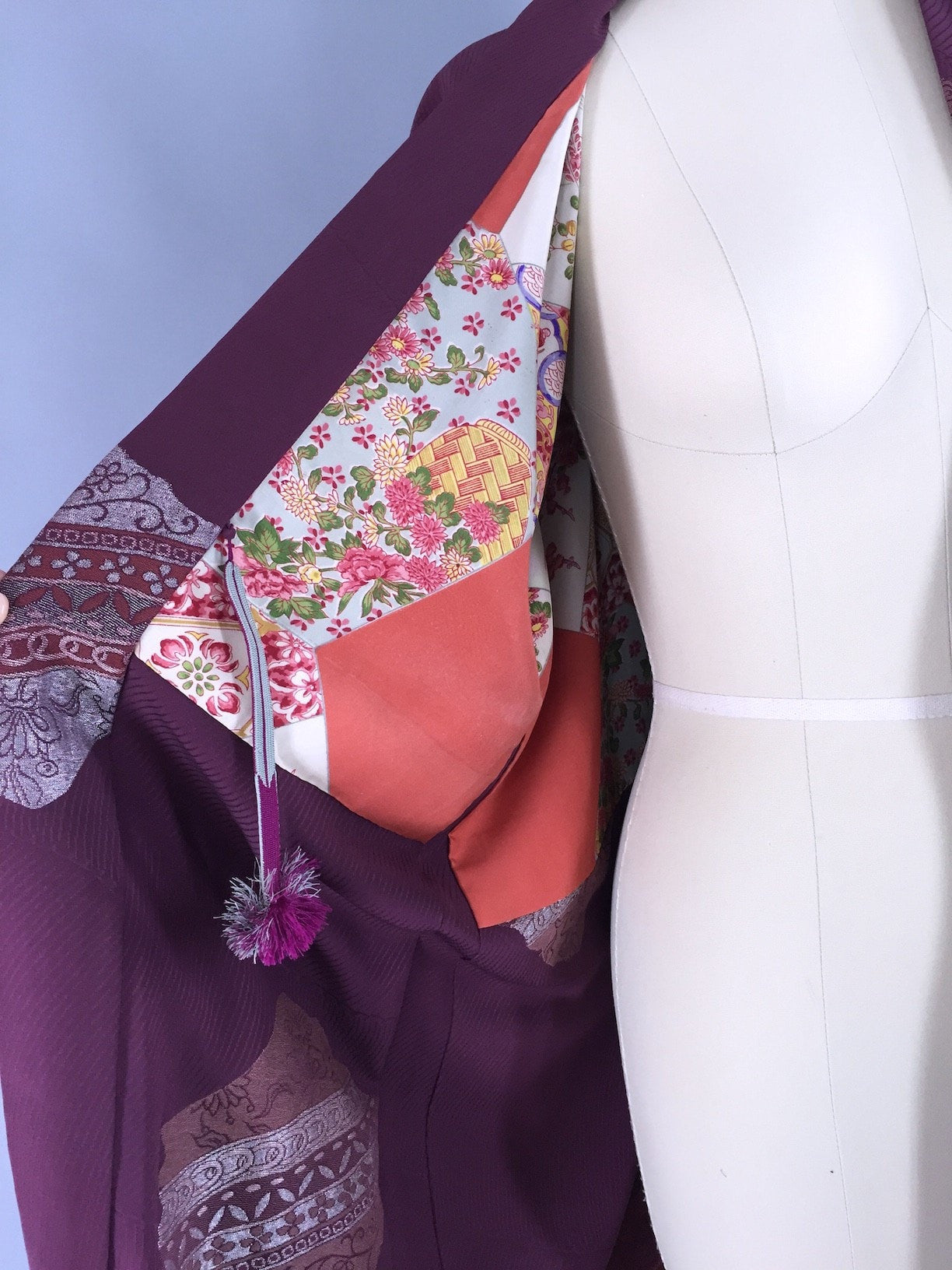 1960s Silk Haori Kimono Cardigan Jacket / Purple - ThisBlueBird