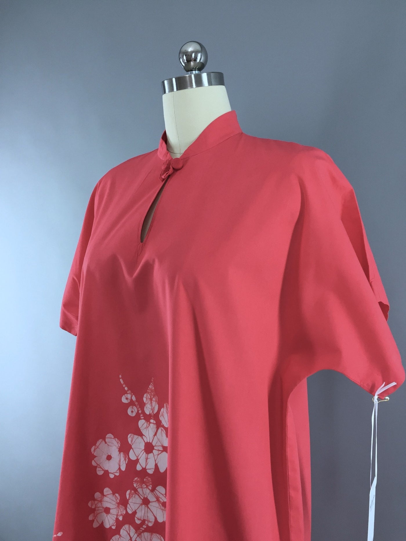1960s Vintage Bette of Jamaica Pink Butterfly Batik Caftan Dress - ThisBlueBird