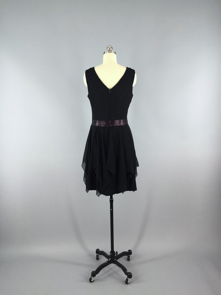 1960s Vintage Black Chiffon Cocktail Dress - ThisBlueBird