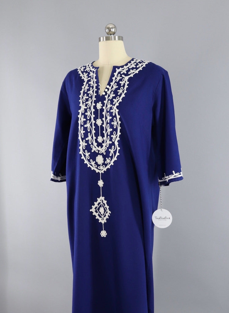 1960s Vintage Blue Moroccan Caftan Dress - ThisBlueBird