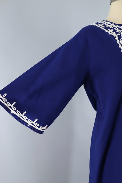 1960s Vintage Blue Moroccan Caftan Dress - ThisBlueBird