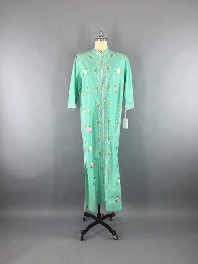 1960s Vintage Caro of Honolulu Embroidered Caftan Dress - ThisBlueBird