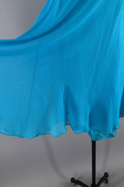 1960s Vintage Chiffon Party Dress / Turquoise Blue - ThisBlueBird
