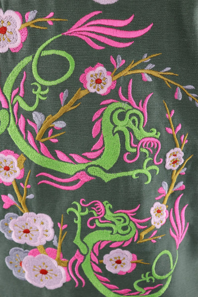 1960s Vintage Embroidered NEON Dragon Camo Shirt Jacket - ThisBlueBird