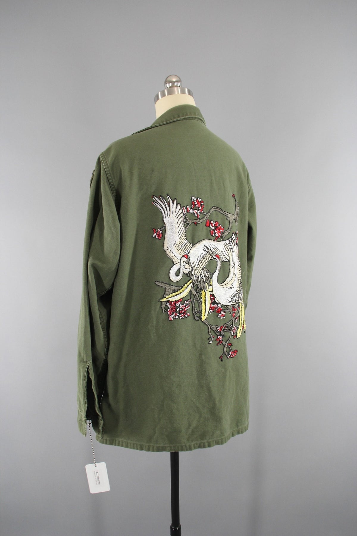 1960s Vintage Embroidered US Army Jacket with Flying Crane Birds Embro ...