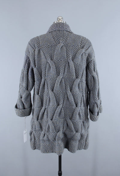 1960s Vintage Grey Wool Cardigan Sweater Knitted Coat - ThisBlueBird