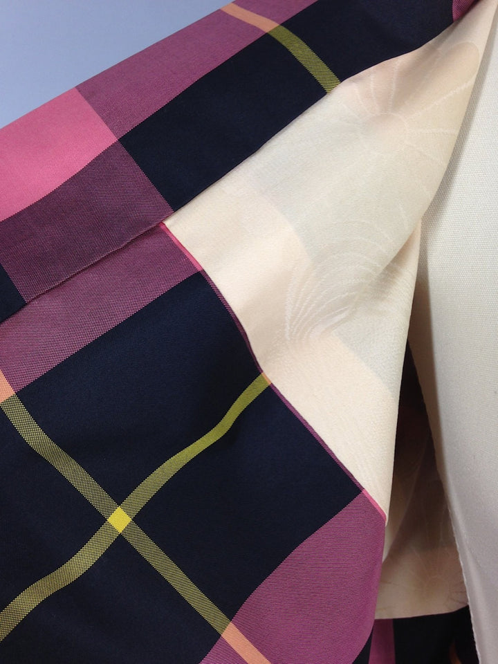 1960s Vintage Haori / Pink Plaid - ThisBlueBird