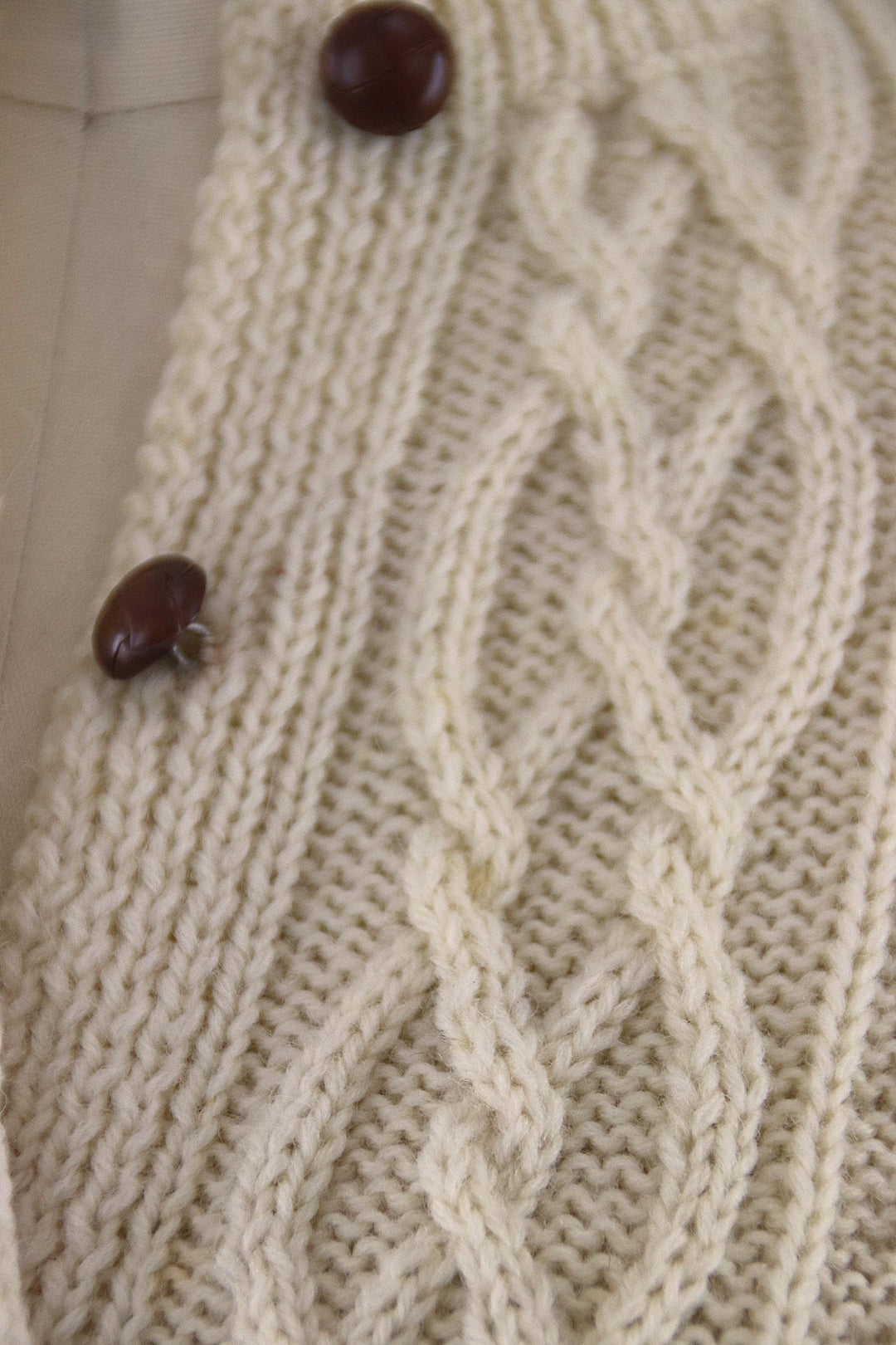 1960s Vintage Irish Wool Cardigan Sweater / Ivory - ThisBlueBird