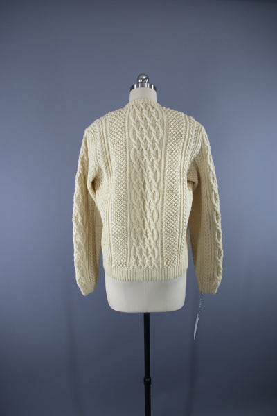 1960s Vintage Irish Wool Cardigan Sweater / Ivory - ThisBlueBird