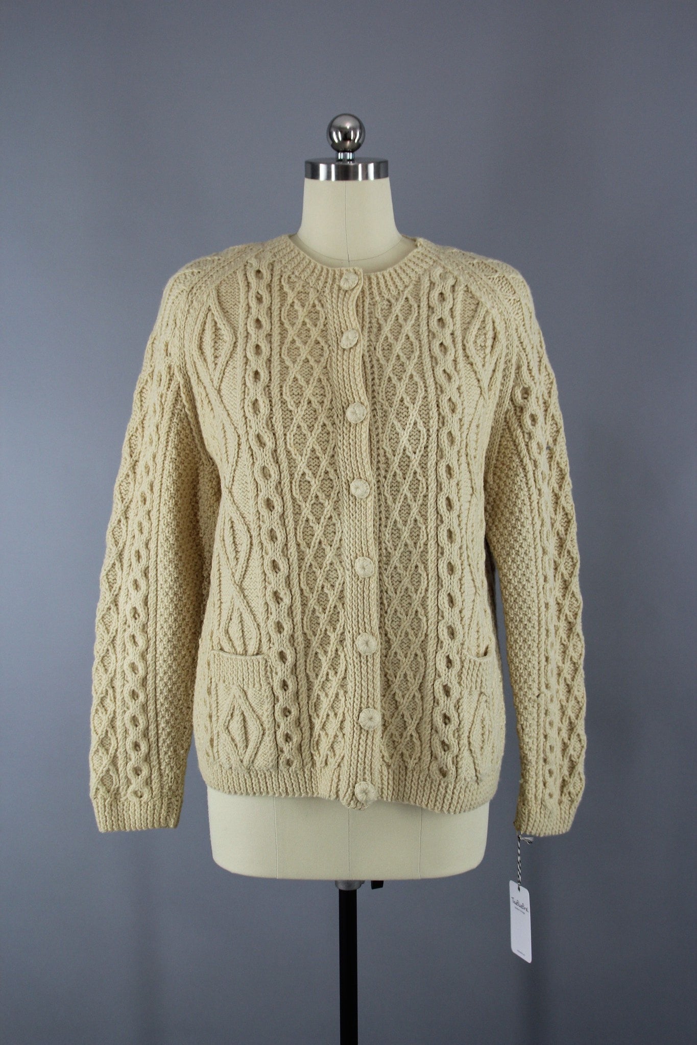 1960s Vintage Irish Wool Cardigan Sweater - ThisBlueBird
