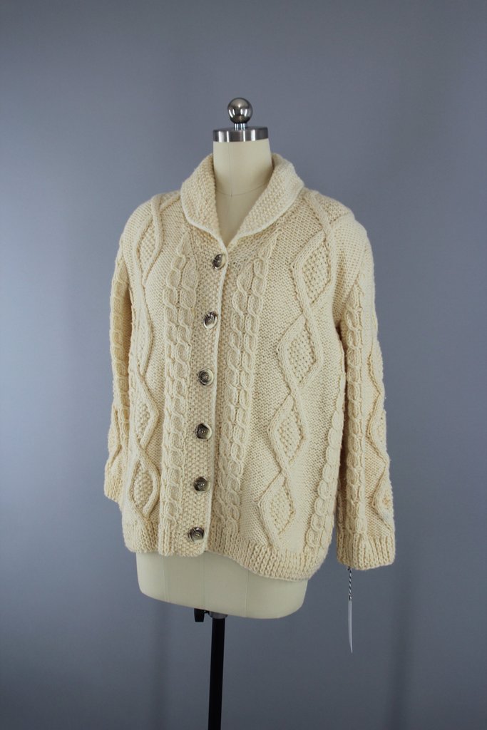 1960s Vintage Irish Wool Cardigan Sweater - ThisBlueBird