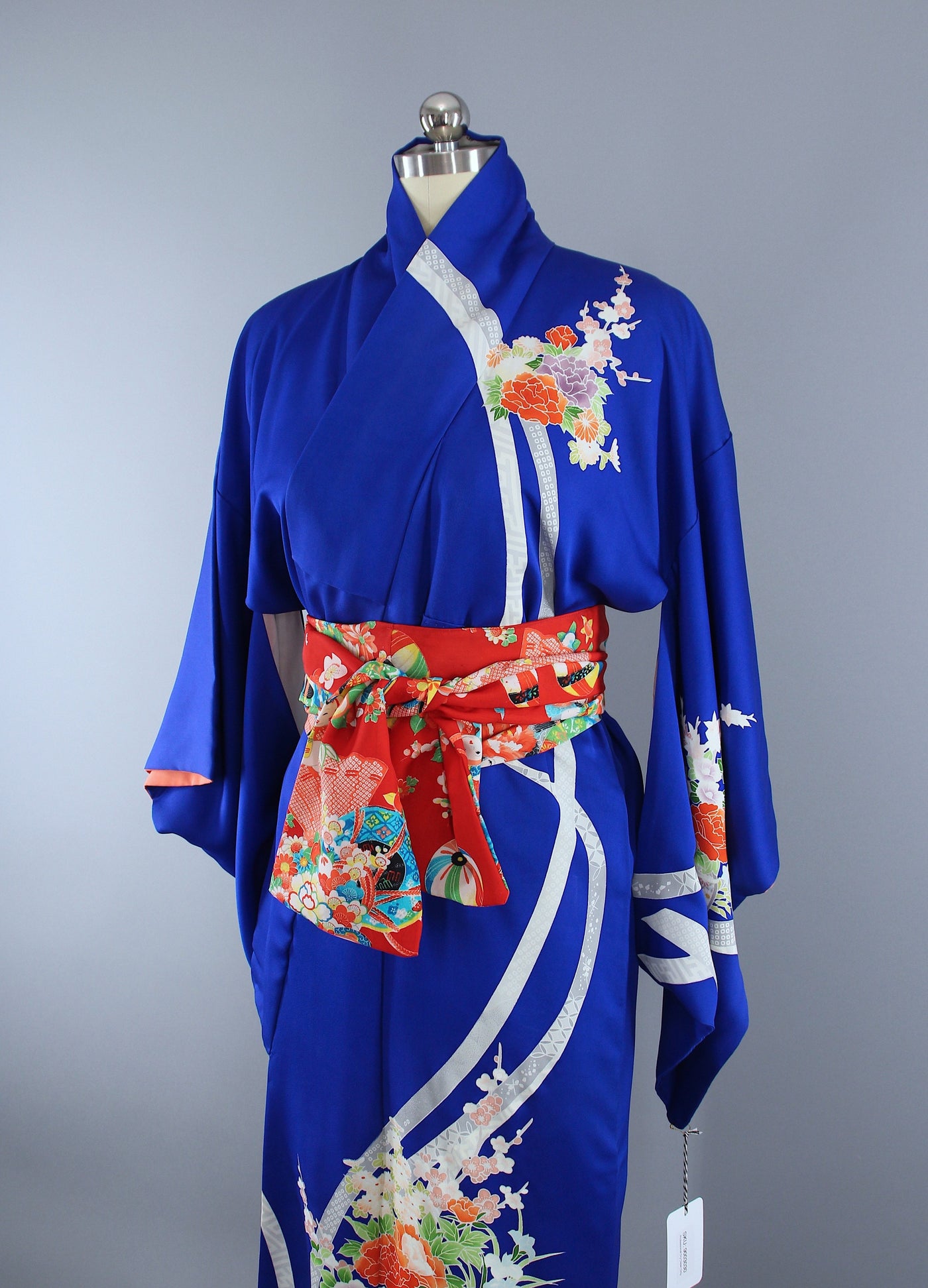 1960s Vintage Kimono Robe / Royal Blue Floral - ThisBlueBird