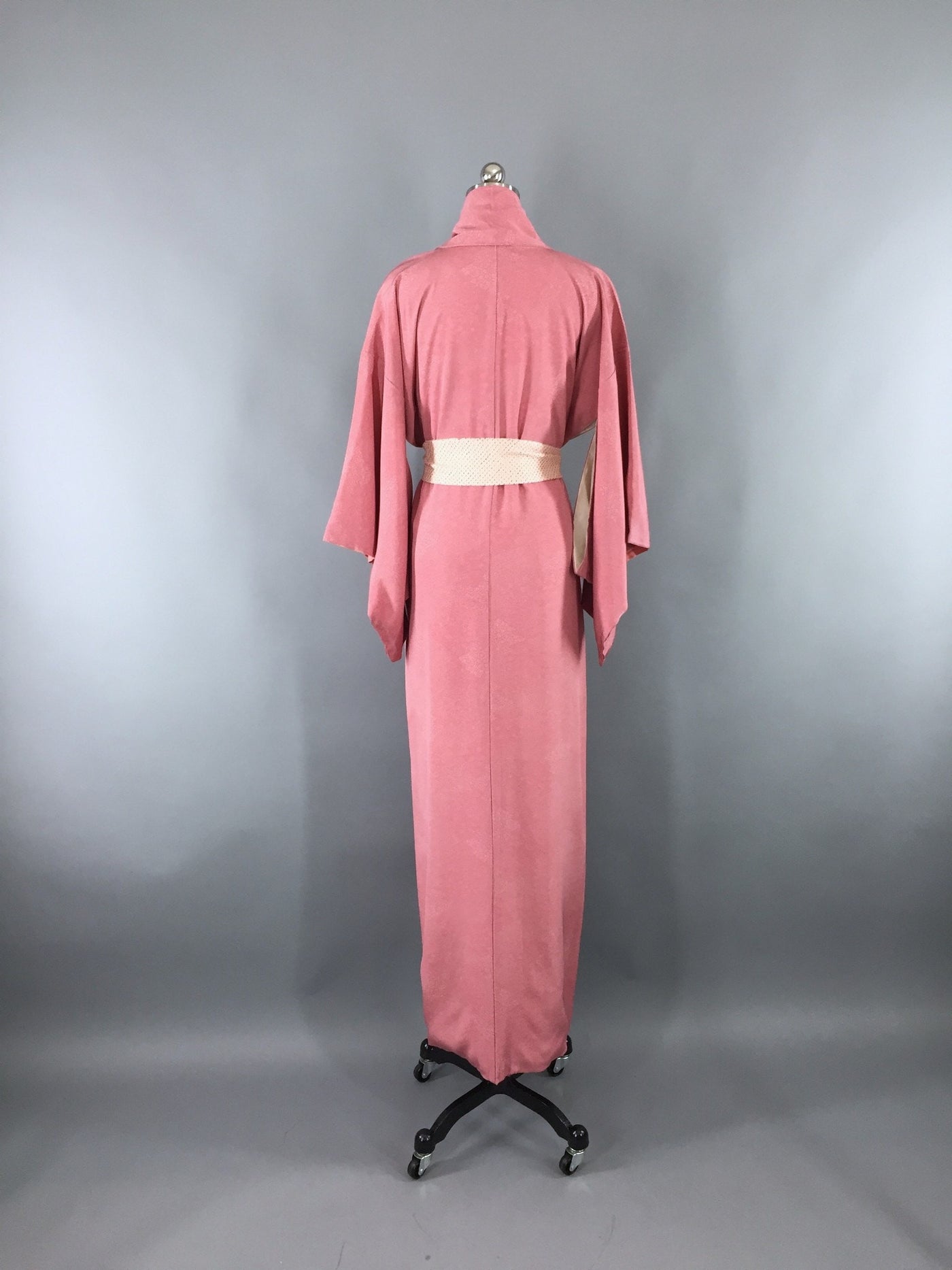 1960s Vintage Kimono Robe with Pink Floral Print - ThisBlueBird