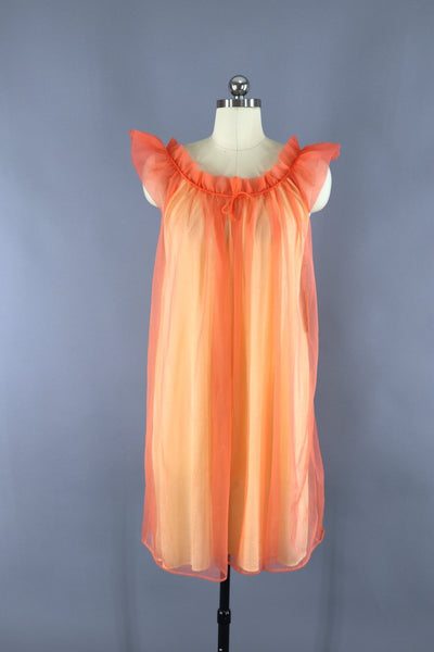 1960s Vintage Orange Chiffon Nightie Nightgown – ThisBlueBird