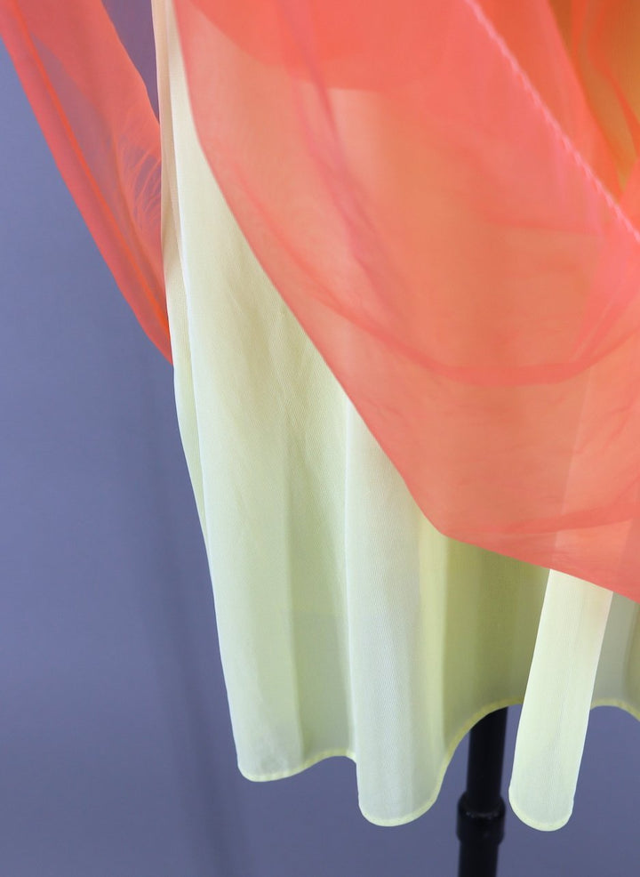 1960s Vintage Orange Chiffon Nightie Nightgown - ThisBlueBird