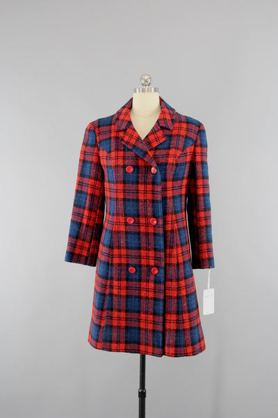 1960s Vintage Pendleton Wool Coat / Red & Blue Tartan Plaid – ThisBlueBird