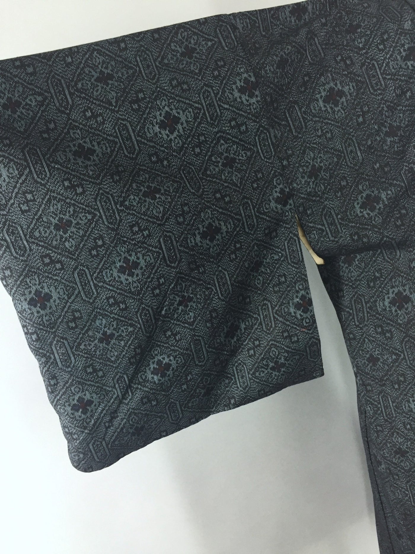 1960s Vintage Silk Haori Kimono Cardigan Jacket with Black and Grey Ik ...