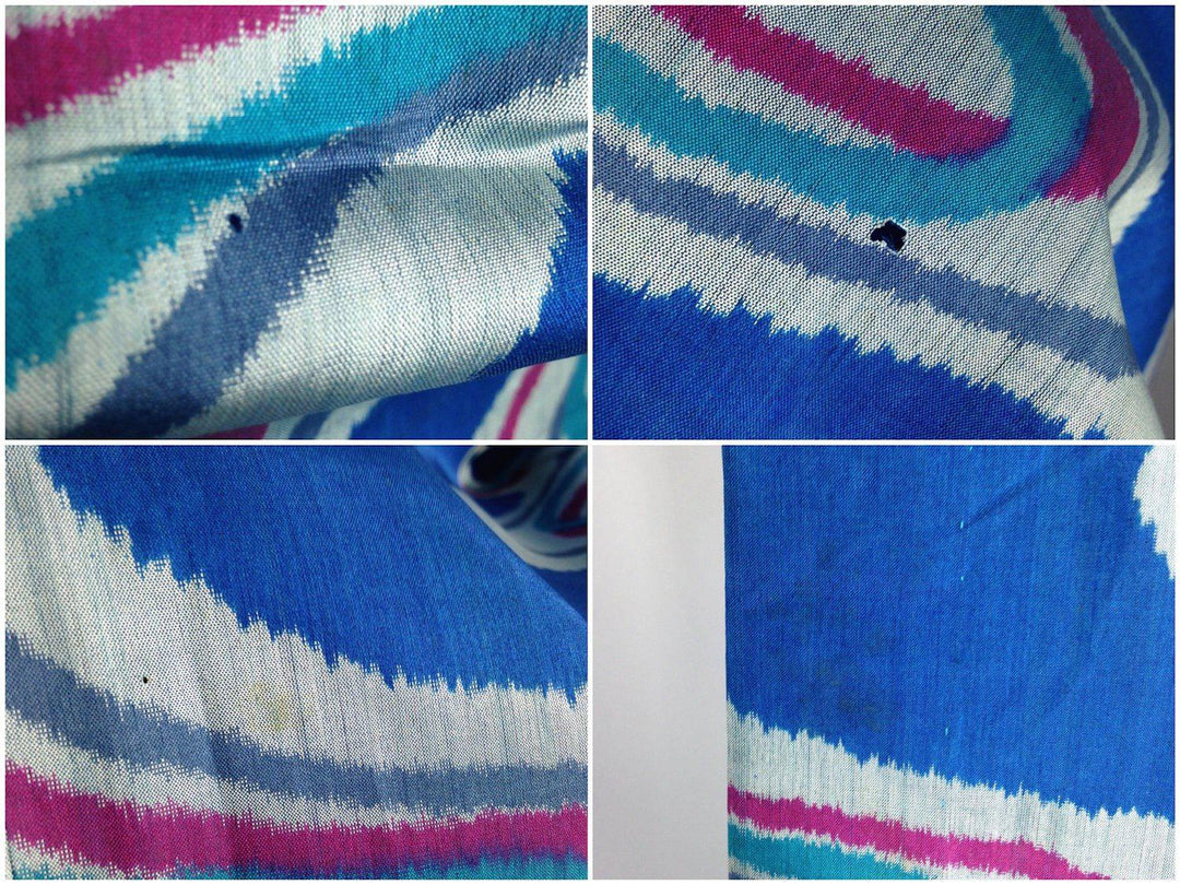 1960s Vintage Silk Kimono Robe / Blue Waves Yukata - ThisBlueBird