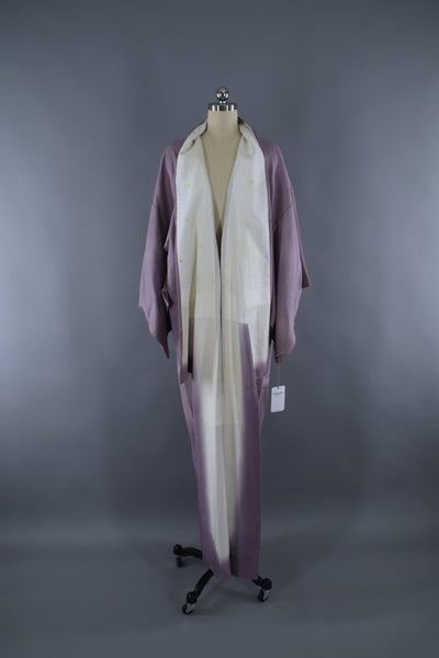 1960s Vintage Silk Kimono Robe / Dusty Lavender - ThisBlueBird