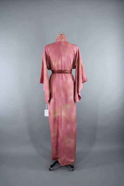 1960s Vintage Silk Kimono Robe in Ombre Pink Floral - ThisBlueBird