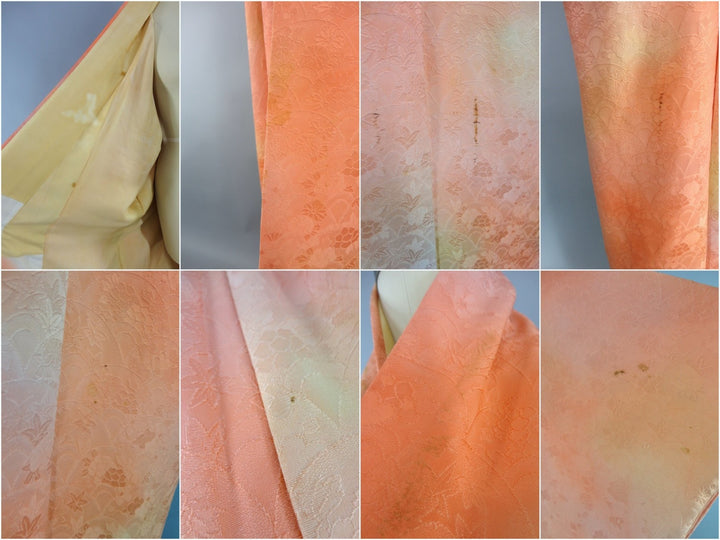 1960s Vintage Silk Kimono Robe in Orange Sherbet Ombre - ThisBlueBird