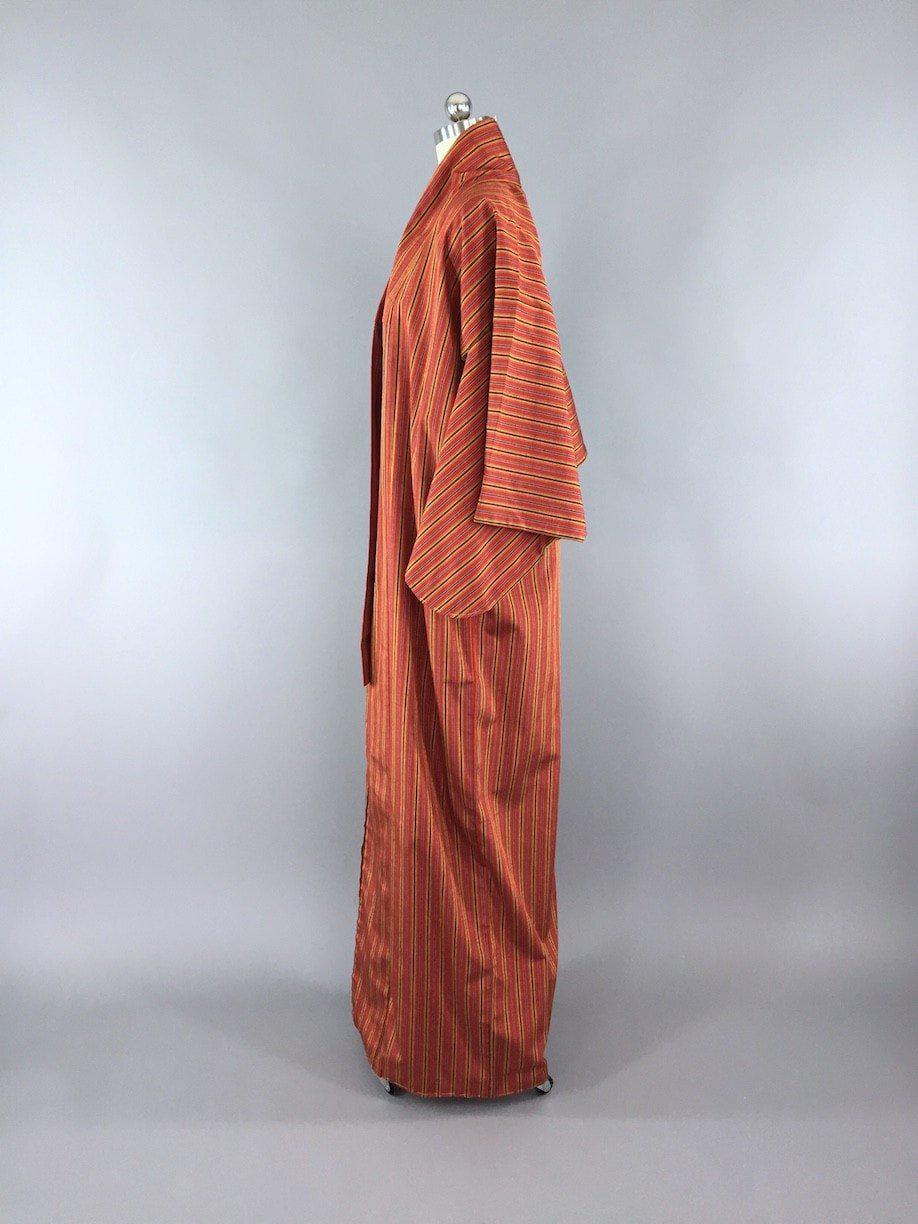 Vintage Raw Silk 1960s Kimono Long / Orange Stripes – ThisBlueBird