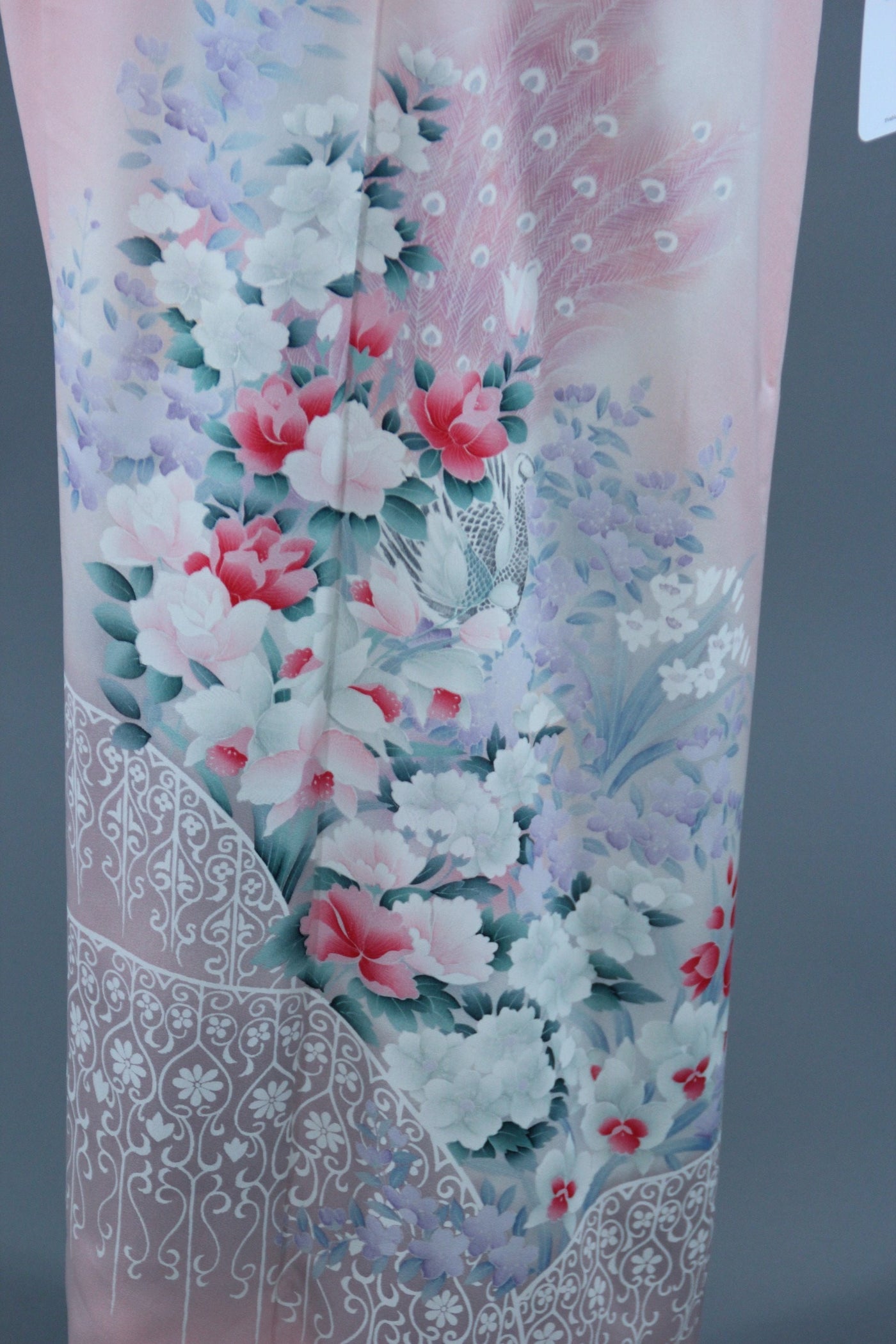 1960s Vintage Silk Kimono Robe / Pastel Pink Floral Print - ThisBlueBird